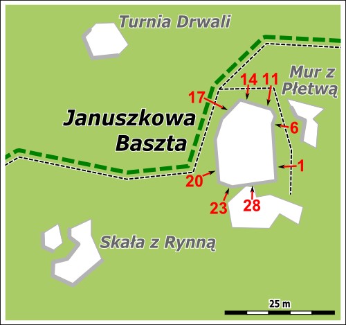 Januszkowa Baszta - mapka