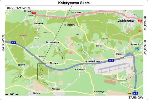 Mapa dojazdu do Wąwozu Półrzeczki