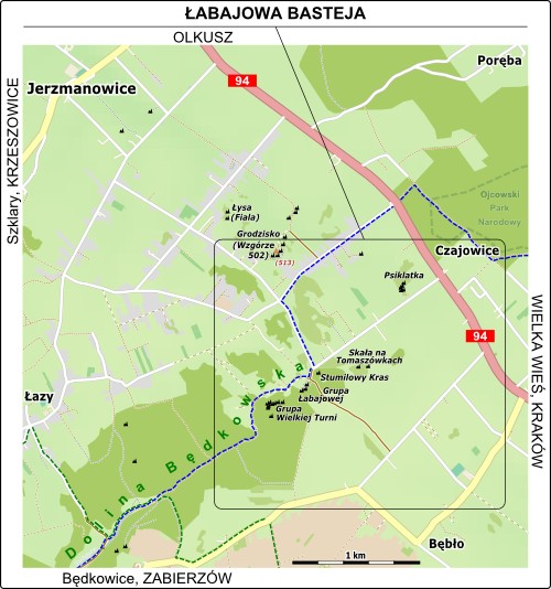 Łabajowa Basteja - mapa dojazdu