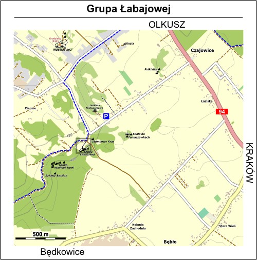 Grupa Łabajowej - mapa dojścia
