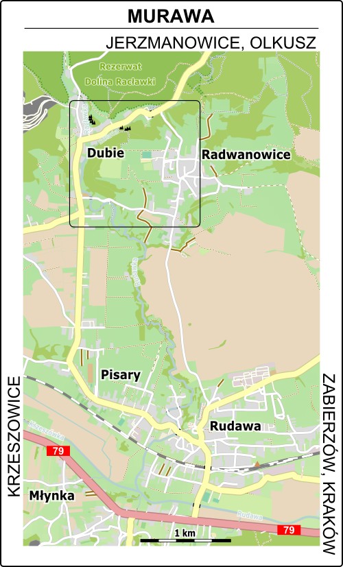 Mapa dojazdu do Skał nad boiskiem
