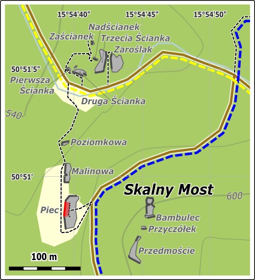 Mapa dojścia do Skalnego Mostu