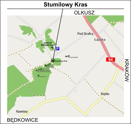 Mapa dojścia do Stumilowego Krasu