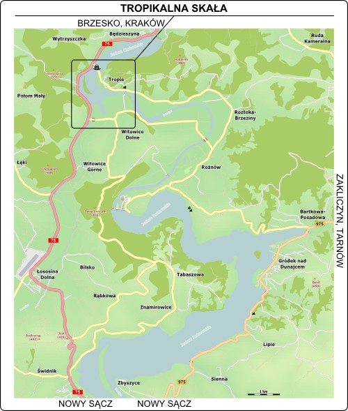 Mapa dojazdu do miejscowości Tropie