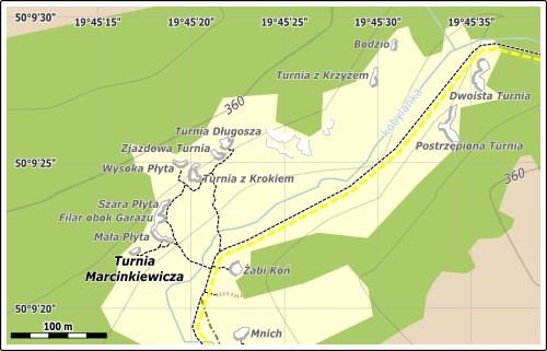 Mapa dojścia do Turni Marcinkiewicza
