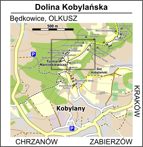 Mapa dojścia do Doliny Kobylańskiej
