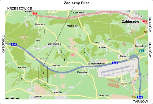 Mapa dojazdu do Wąwozu Półrzeczki