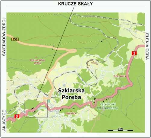 Mapa dojazdu do Kruczych Skał