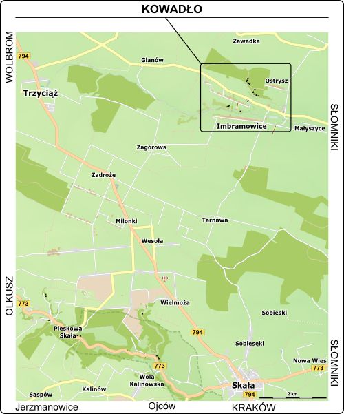 Mapa dojazdu do Doliny Dłubni